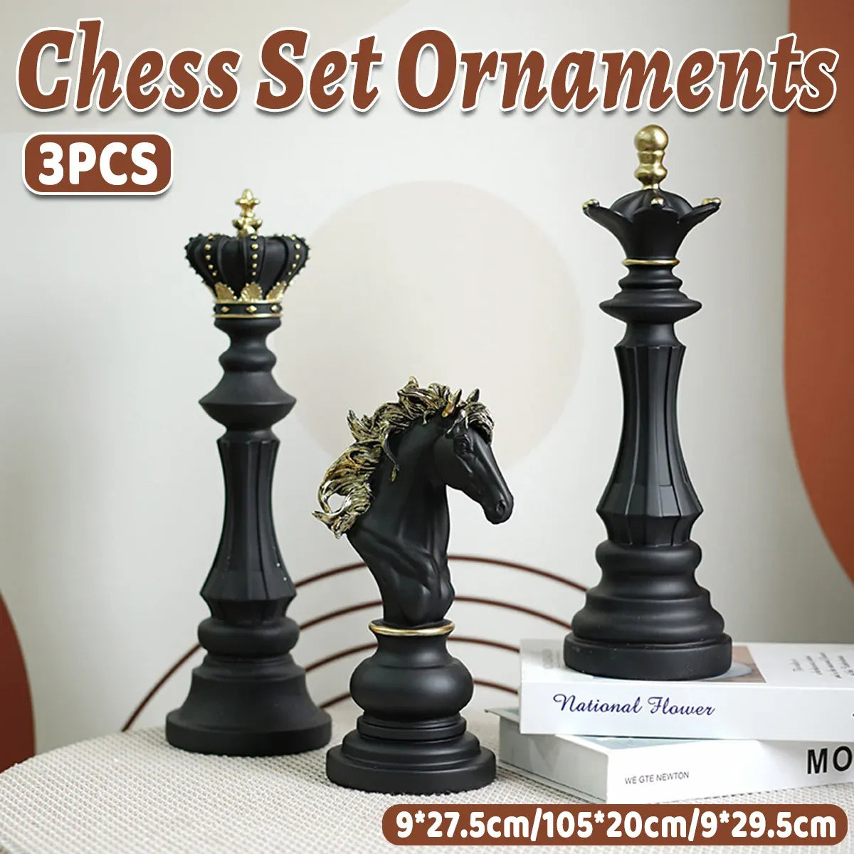 3PCS Chess Table Decoration Ornament for Home Office Desk Decorative Art Craft